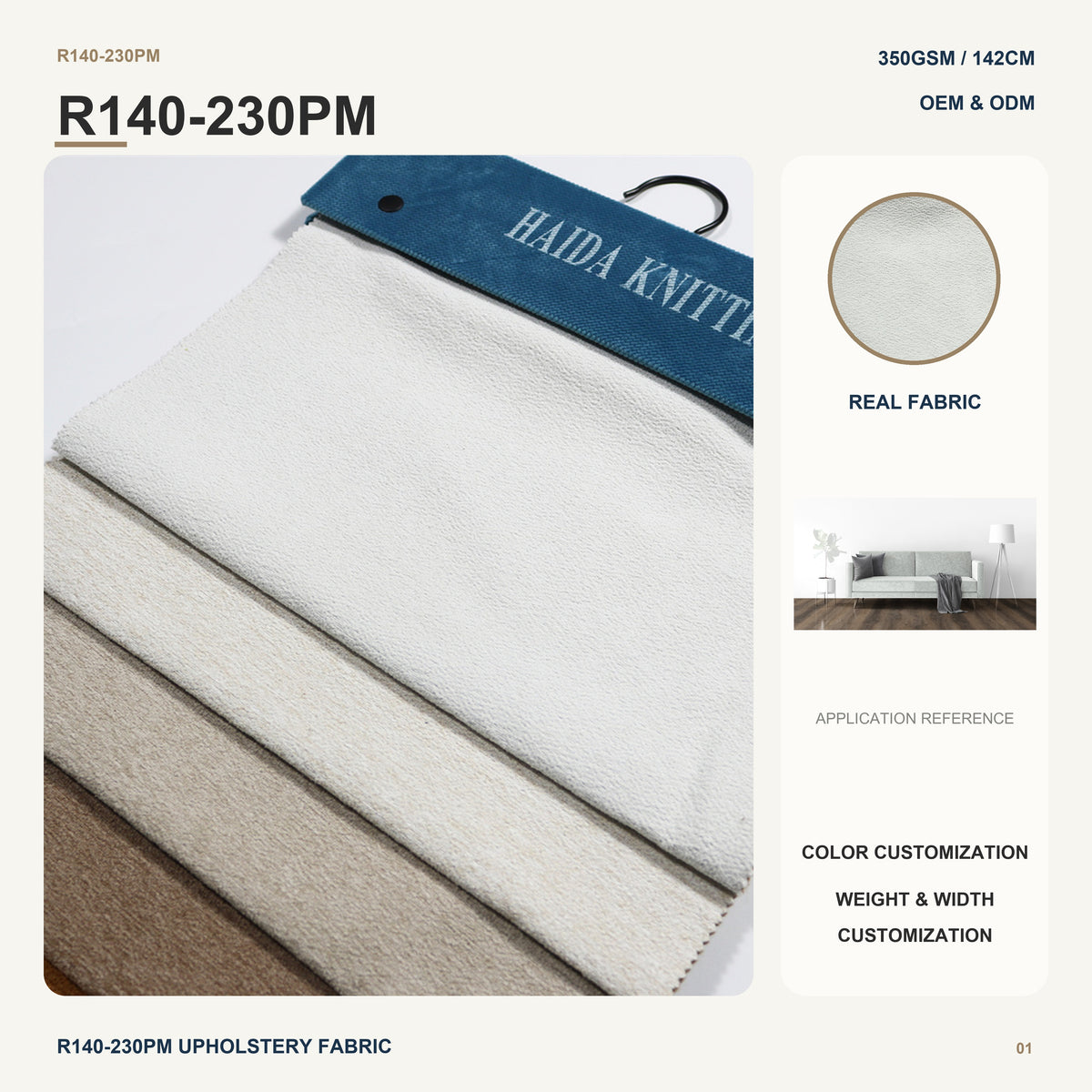 Linen Look Upholstery Fabric with Nonwoven Support for Entryway Bench Desk Chair and Storage Ottoman Upholstery Fabric