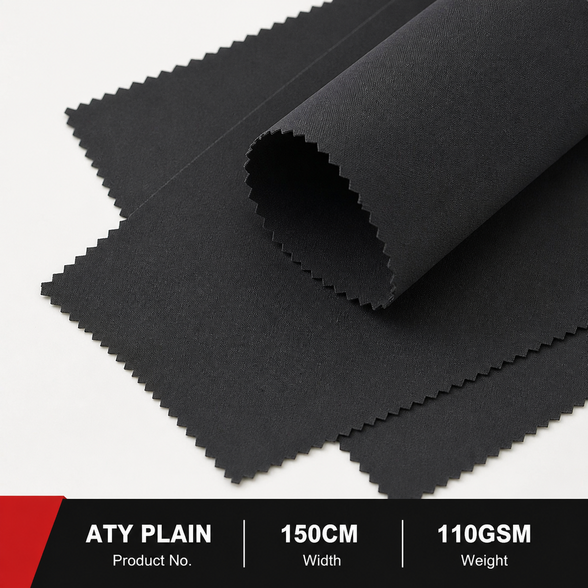 ATY Plain 90D by 75D T8 Polyester Apparel Fabric 110GSM