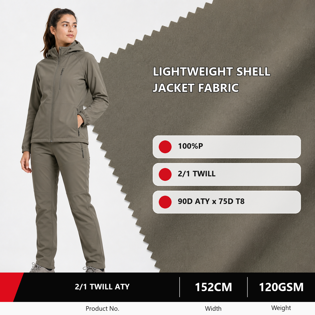 ATY 90D by 75D T8 Twill Outdoor Fabric 120GSM