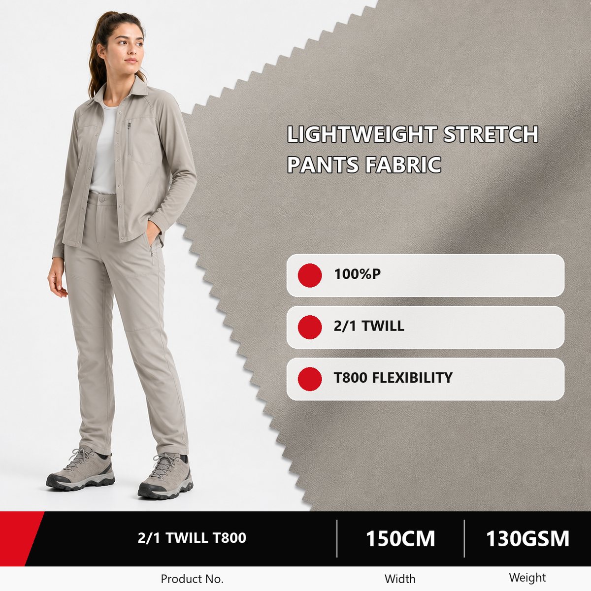 Twill T800 Polyester Apparel Fabric 230GSM