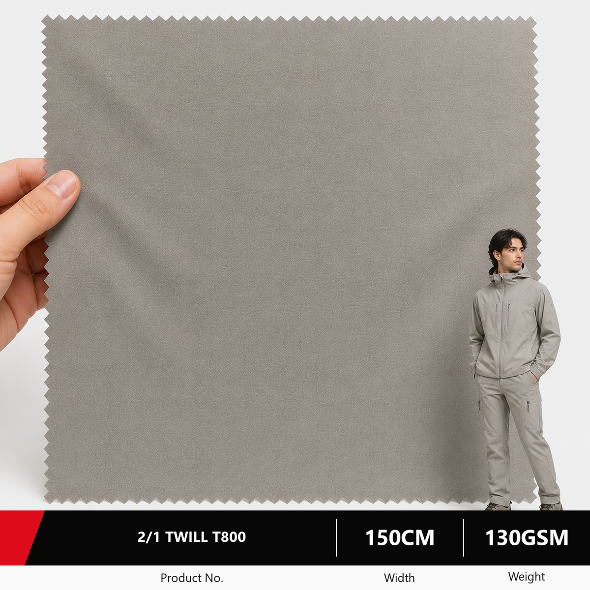 Twill T800 Polyester Apparel Fabric 230GSM