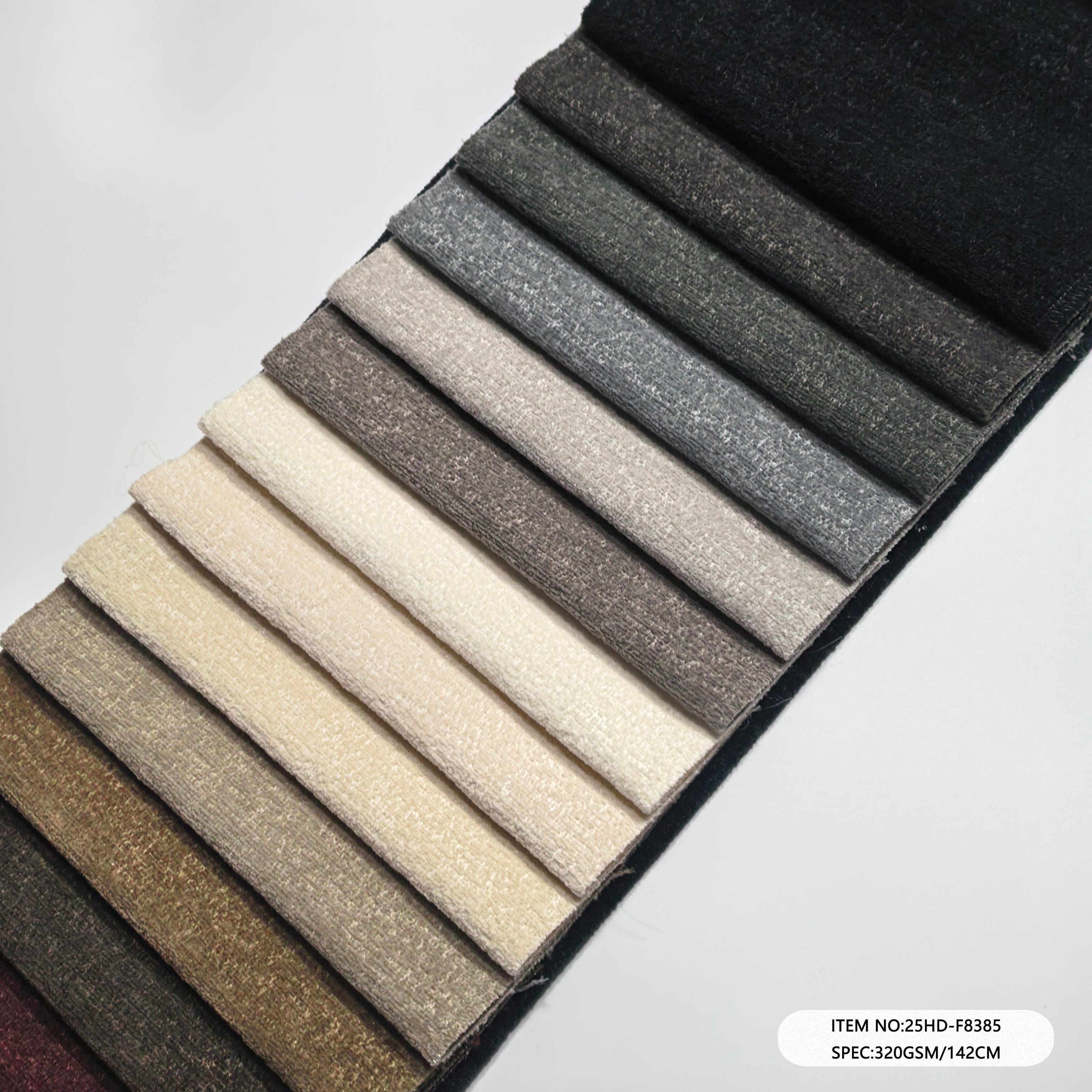 25HD-F8385 100% Polyester Chenille Upholstery Sofa Fabric | Solid Plain