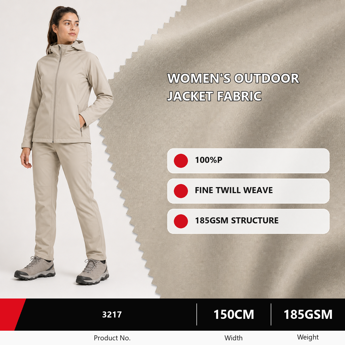 3217 Polyester Womenswear Fabric 185GSM