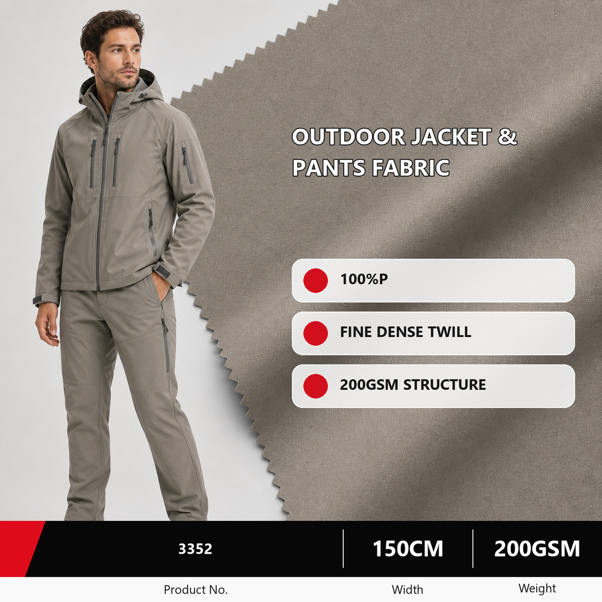 3352 Polyester Outdoor Apparel Fabric 200GSM
