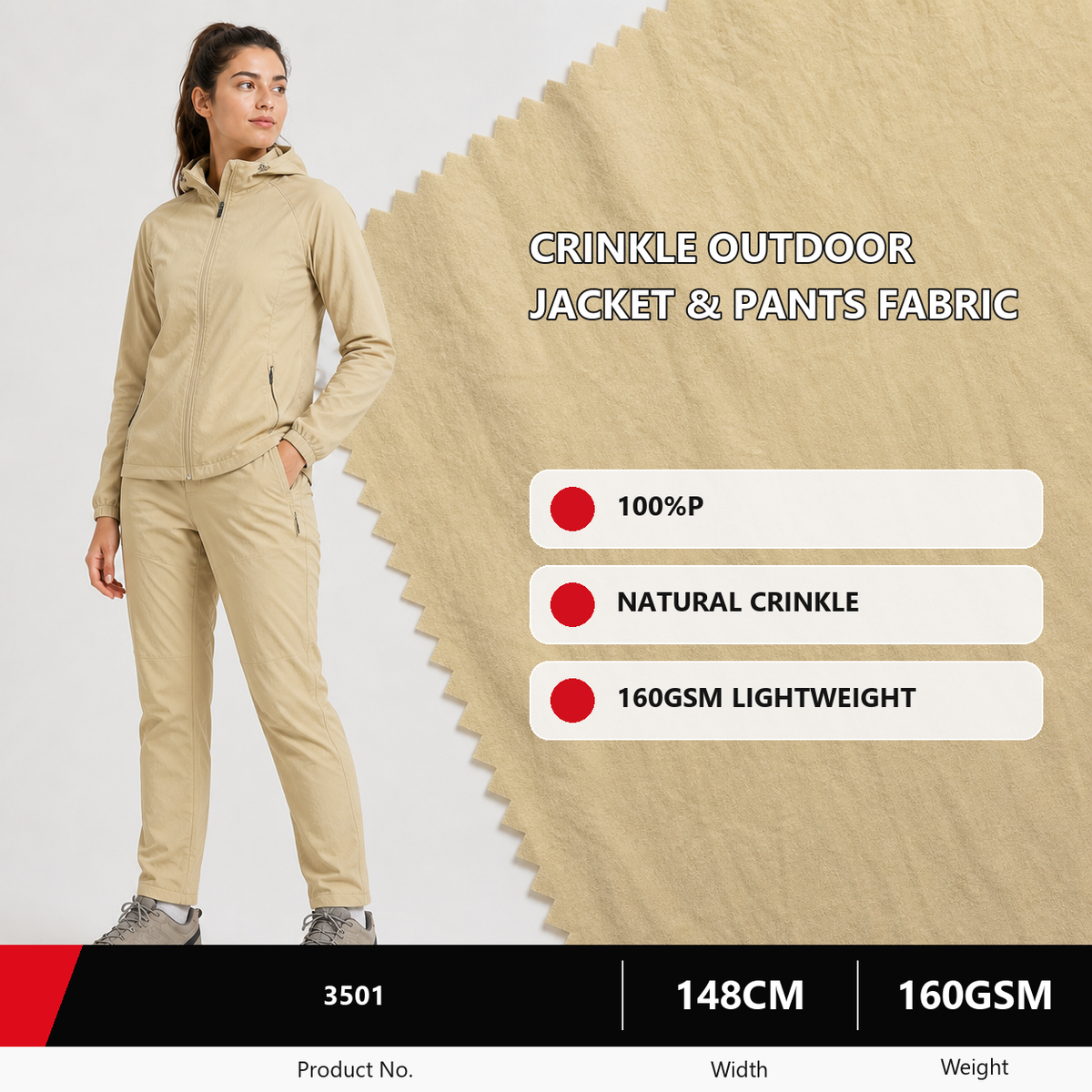 3501 Polyester Fabric for Trousers and Jackets 160GSM