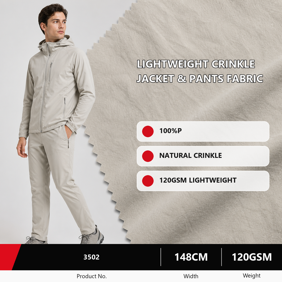 3502 Polyester Fabric for Trousers and Jackets 120GSM