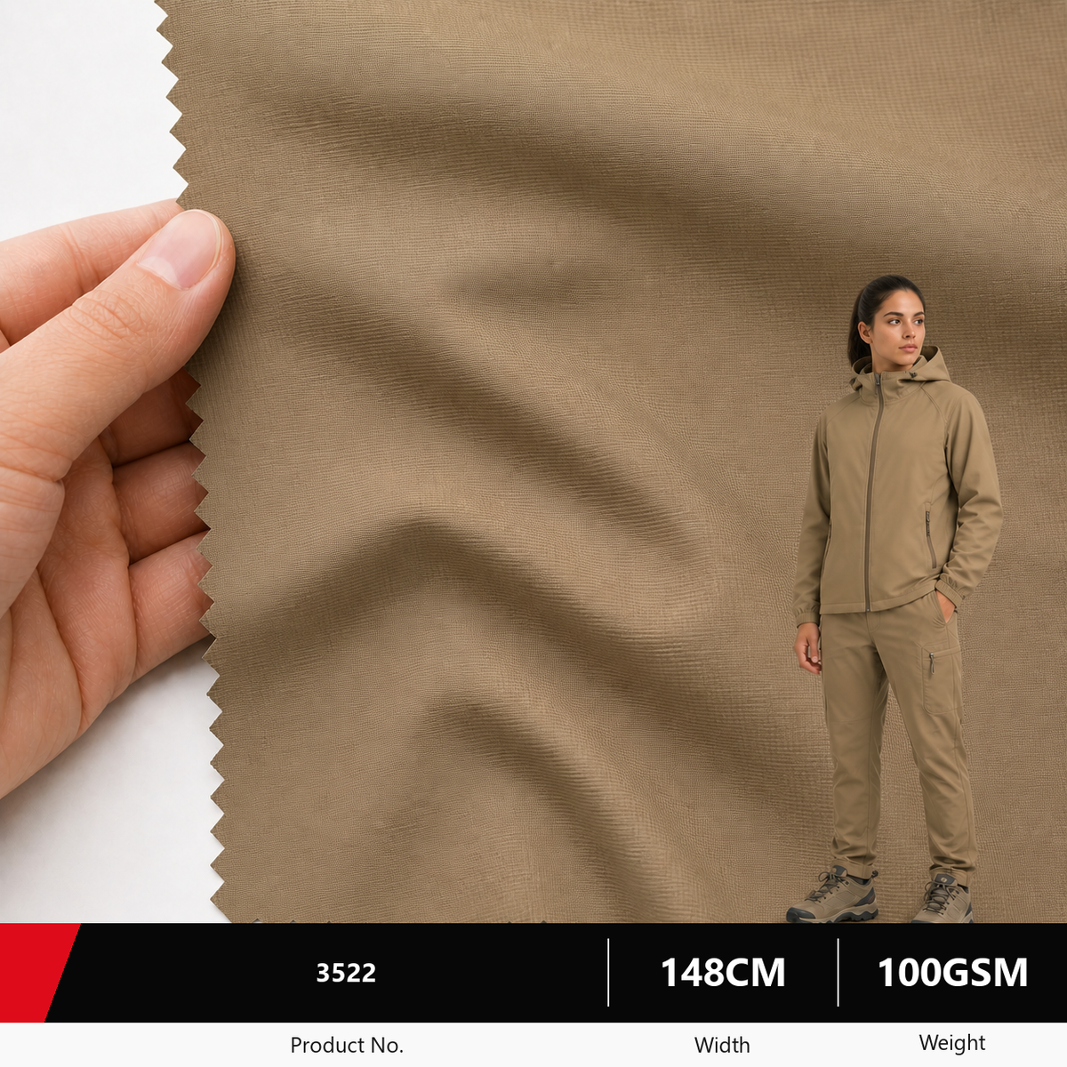 3522 Polyester Fabric for Trousers and Jackets 100GSM