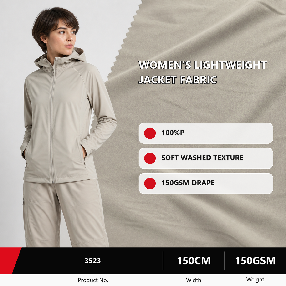 3523 Polyester Womenswear Fabric 150GSM