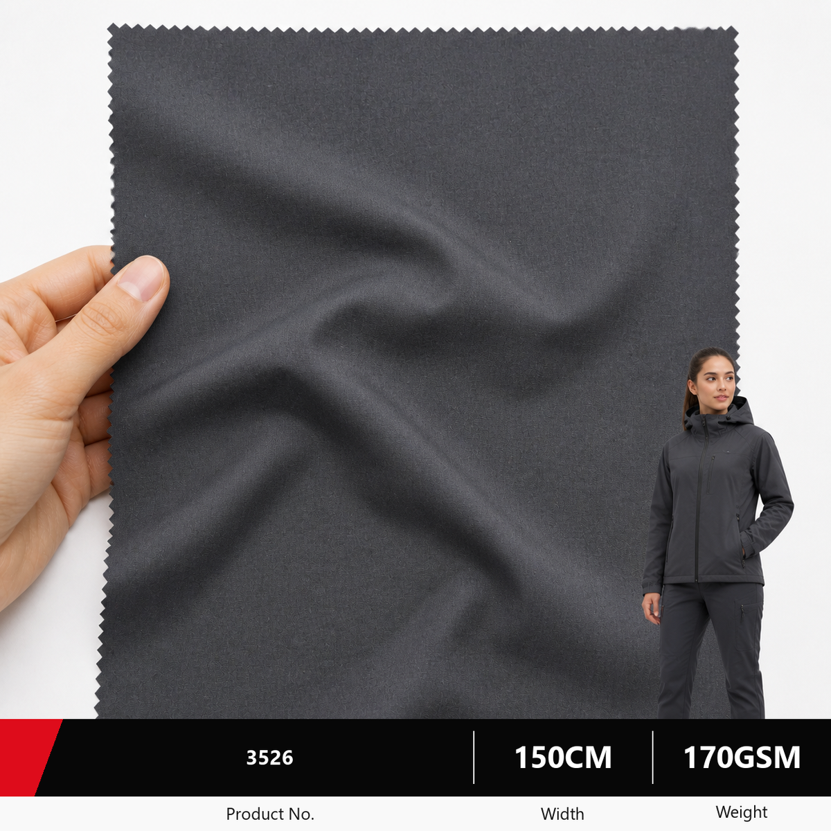 3526 Polyester Apparel Fabric for Trousers 170GSM