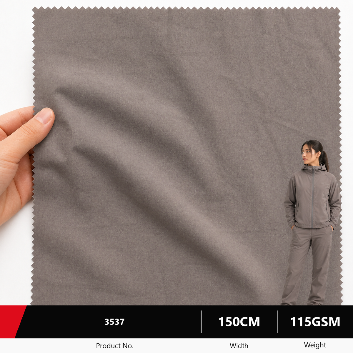 3537 Polyester Washed Cotton Look Fabric 115GSM