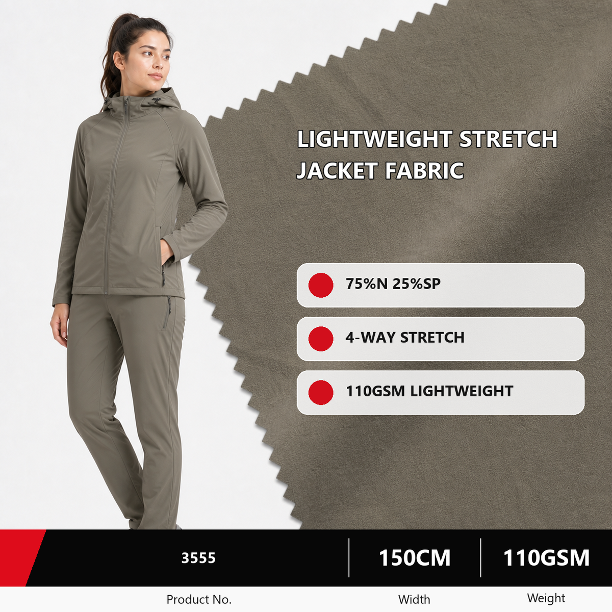 3555 Nylon Spandex Stretch Fabric 110GSM