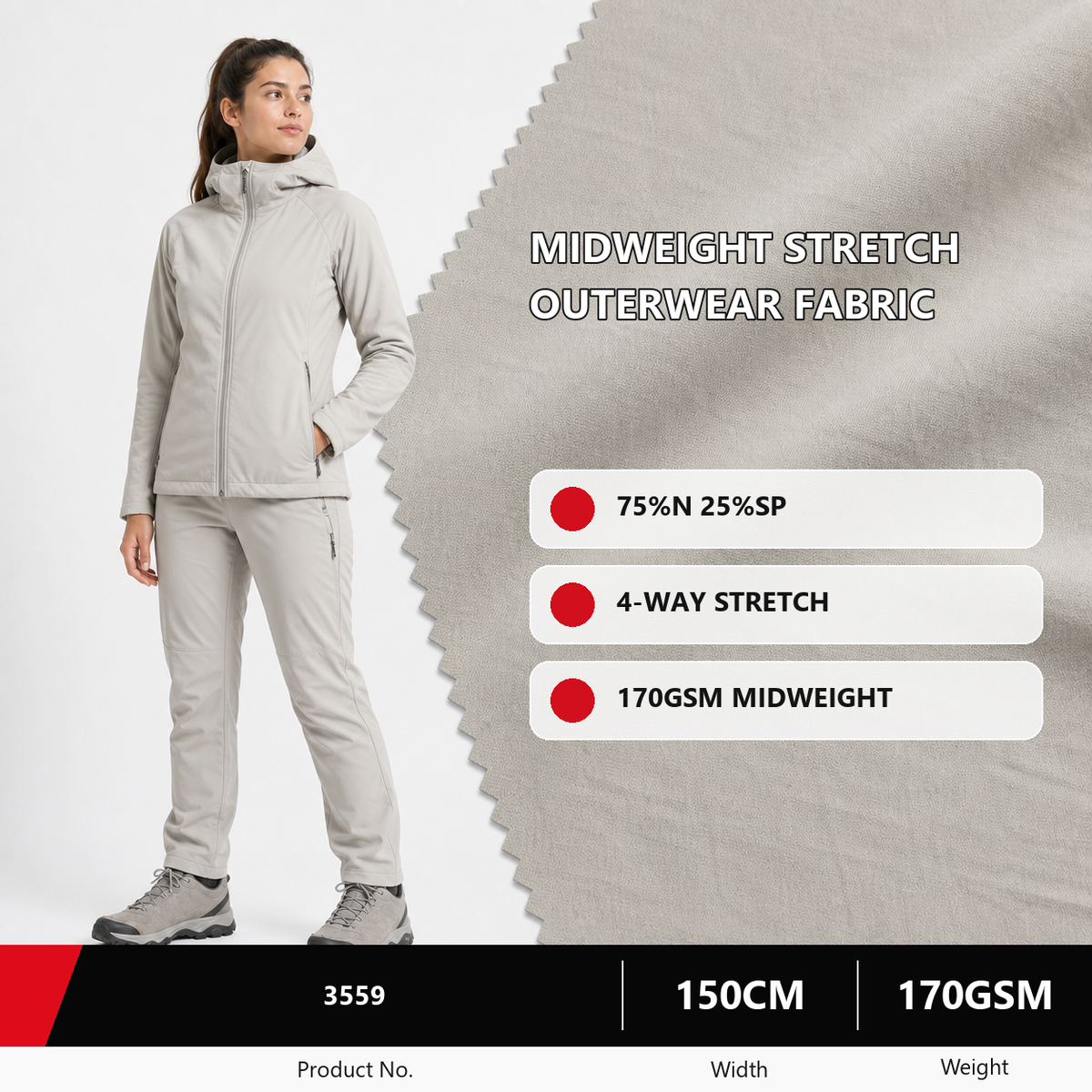 3559 Nylon Spandex Apparel Fabric 170GSM