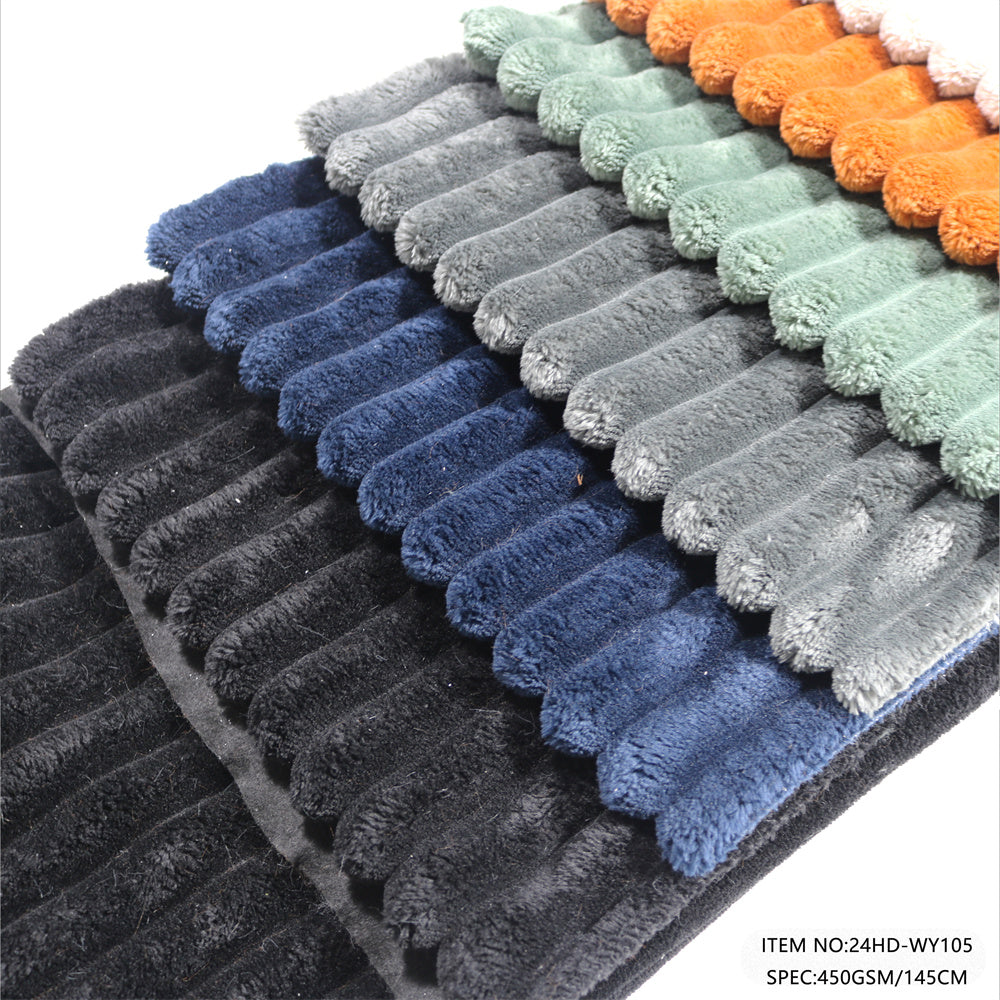 Narrow Ribbed Flannel Velvet with Pongee Backing for Sofa Couch Cushion Lounge Chair Modern Home Furniture Upholstery Fabric