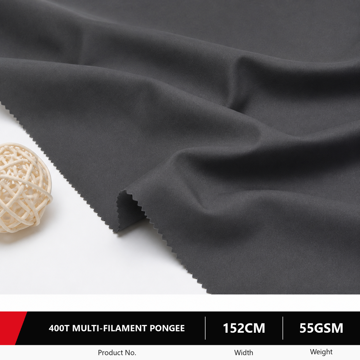 400T Multi Filament Polyester Pongee Fabric 55GSM