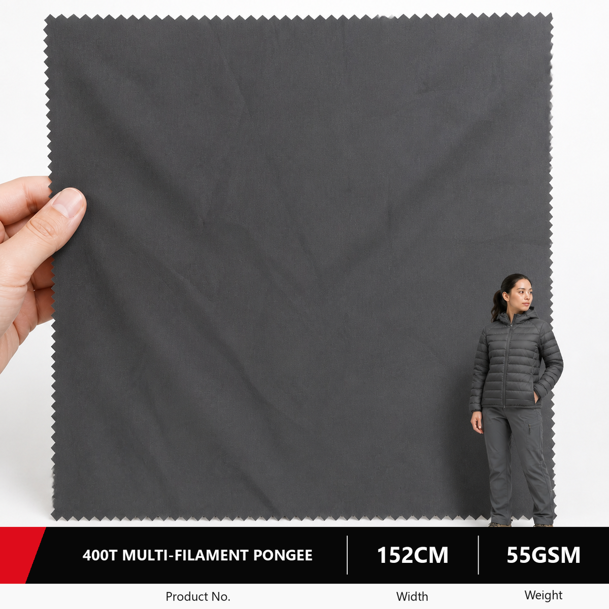 400T Multi Filament Polyester Pongee Fabric 55GSM