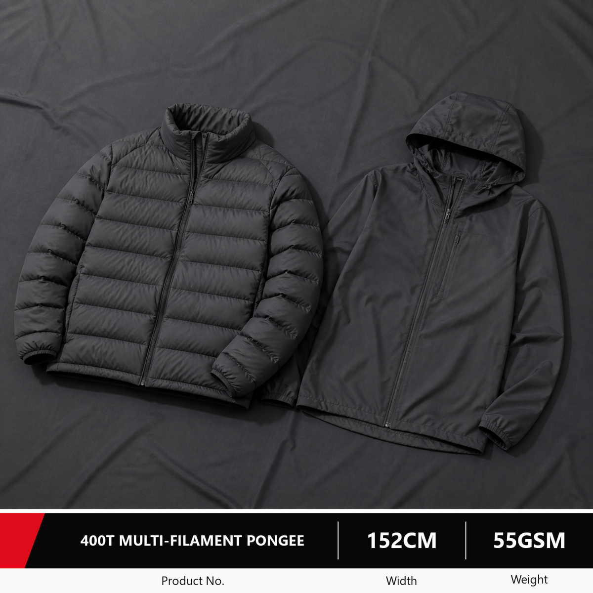 400T Multi Filament Polyester Pongee Fabric 55GSM