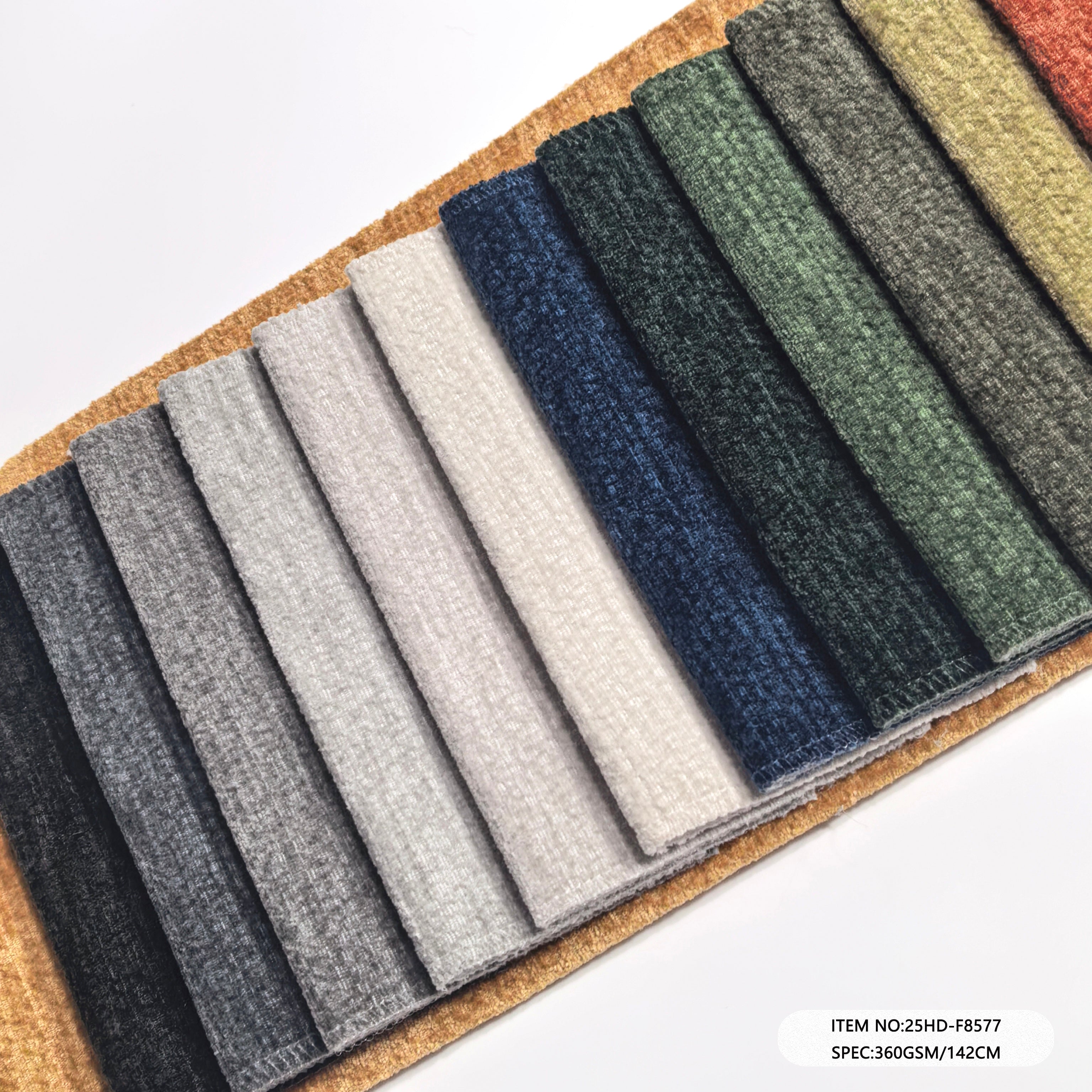 25HD-F8577  Polyester Velvet Chenille Upholstery Sofa Fabric | Solid Plain