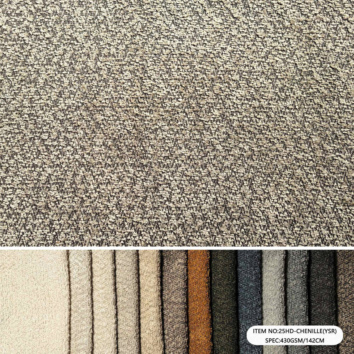 Chenille Sofa Fabric 430GSM 150CM White Fleece Backed Material for Lounge Seating Furniture Decorative Home Upholstery