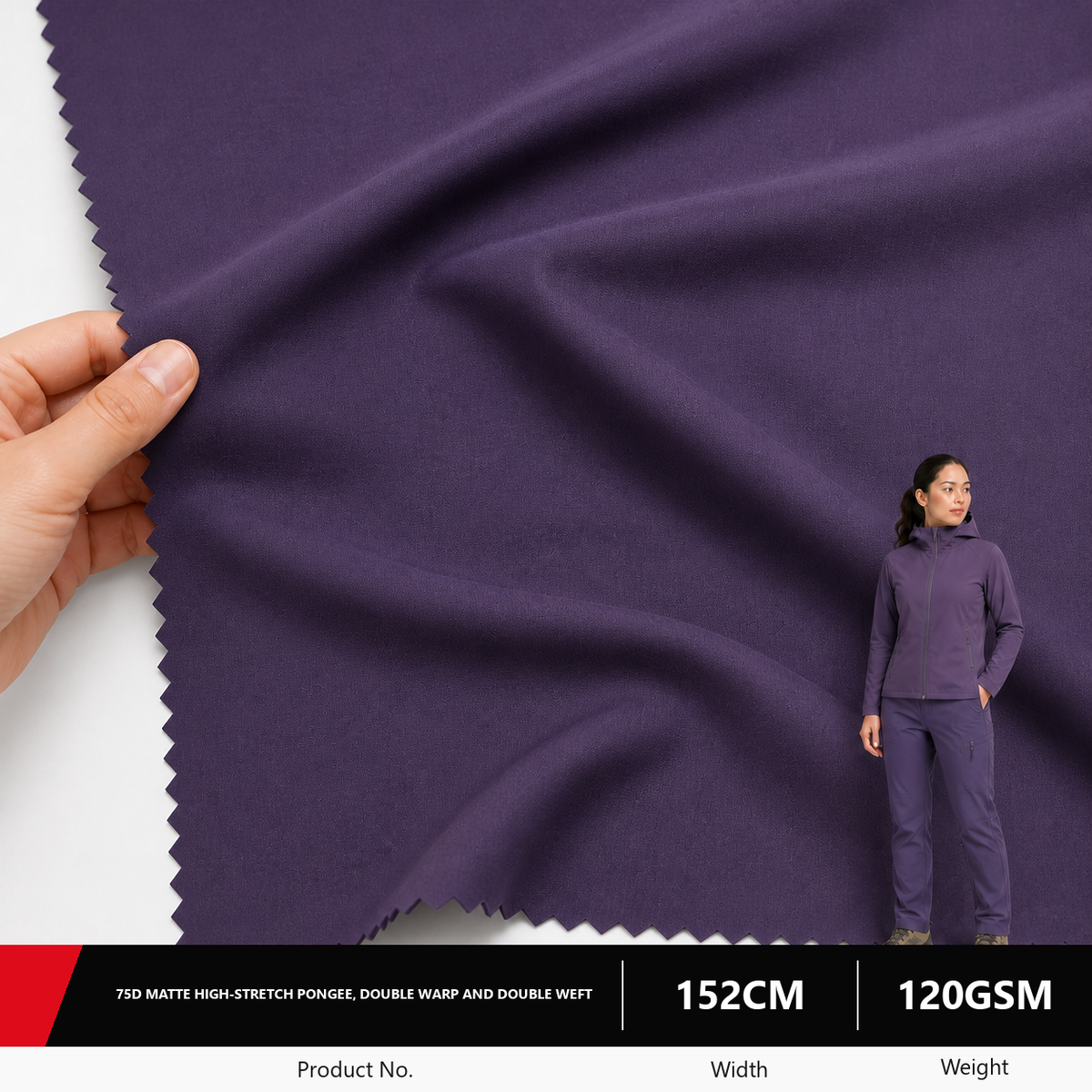 75D Matte Stretch Polyester Outdoor Pongee Fabric 120GSM