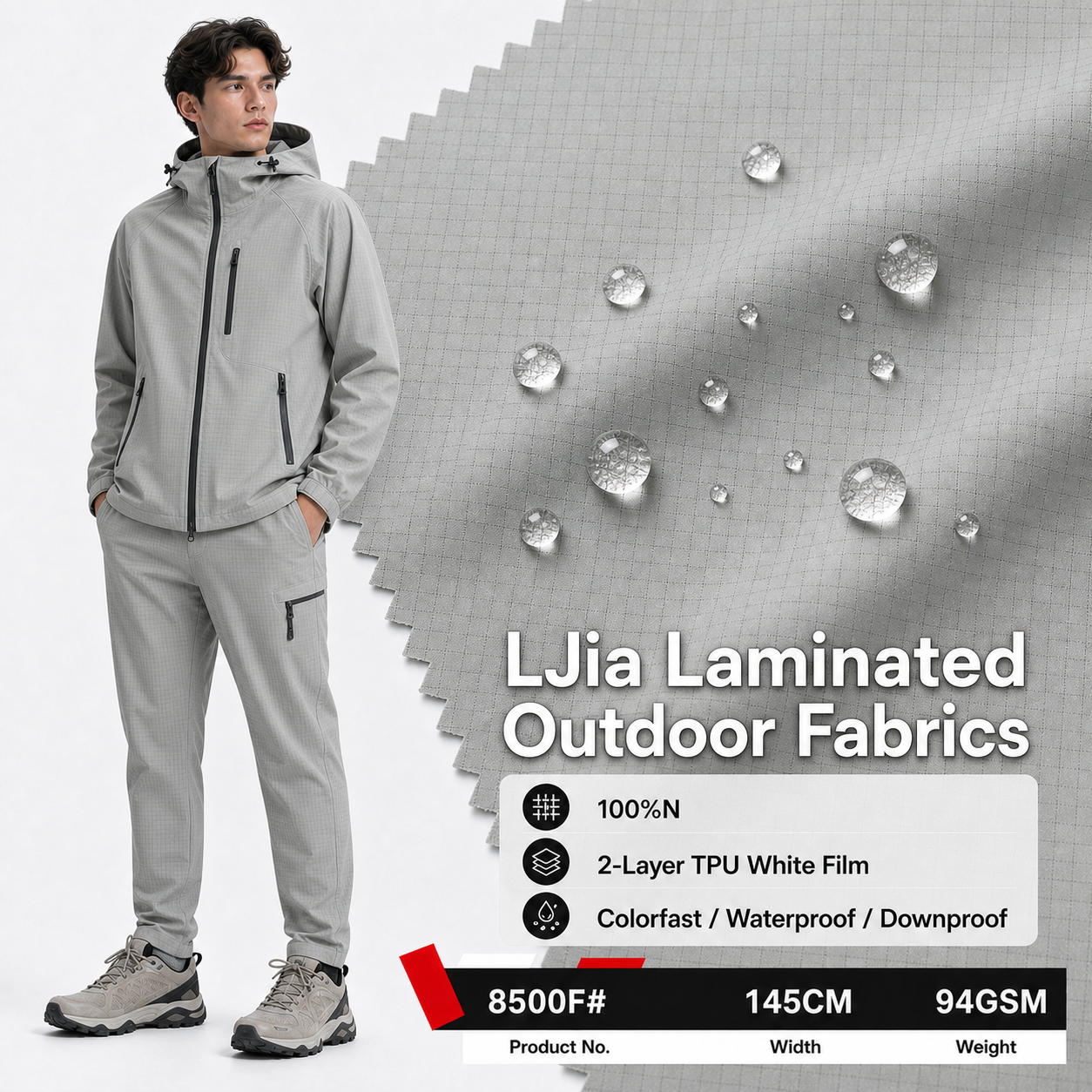 8500F Nylon TPU Laminated Down-Proof Waterproof Shell Fabric | 360GSM | Factory-Direct | Haida