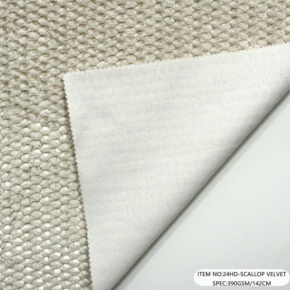 24HD-SCALLOP VELVET Pineapple Dot Embossed Velvet Sofa Upholstery Fabric 260gsm