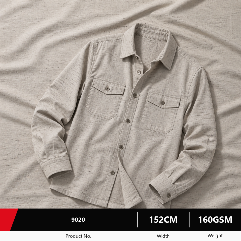 Lightweight outdoor shirt shown with matching beige 9020 linen-blend slub fabric
