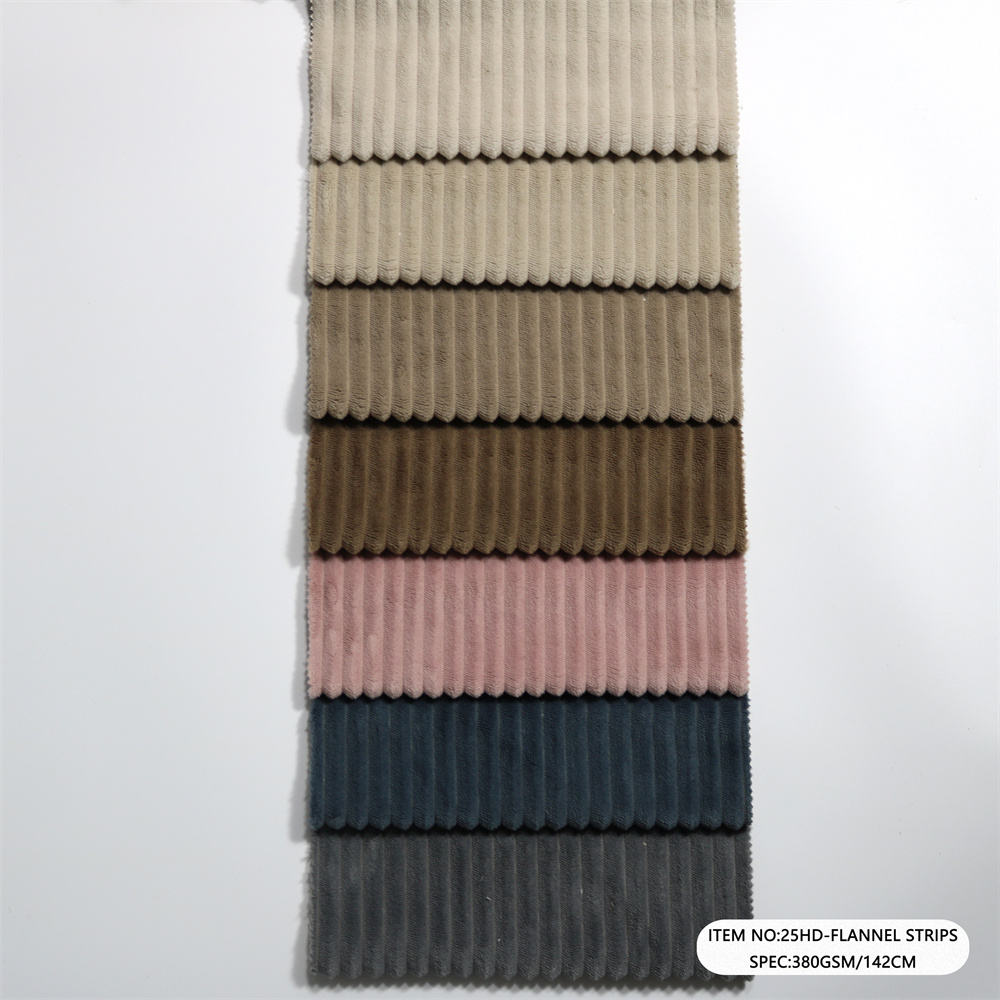 25HD-FLANNEL STRIPS Corduroy Stripe Velvet Sofa Upholstery Fabric 400gsm