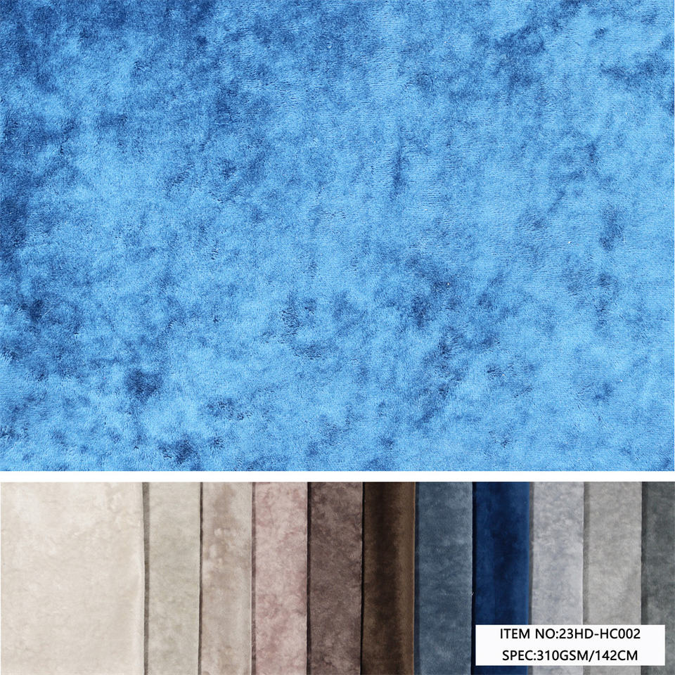 Blue 260gsm ice velvet upholstery fabric close-up