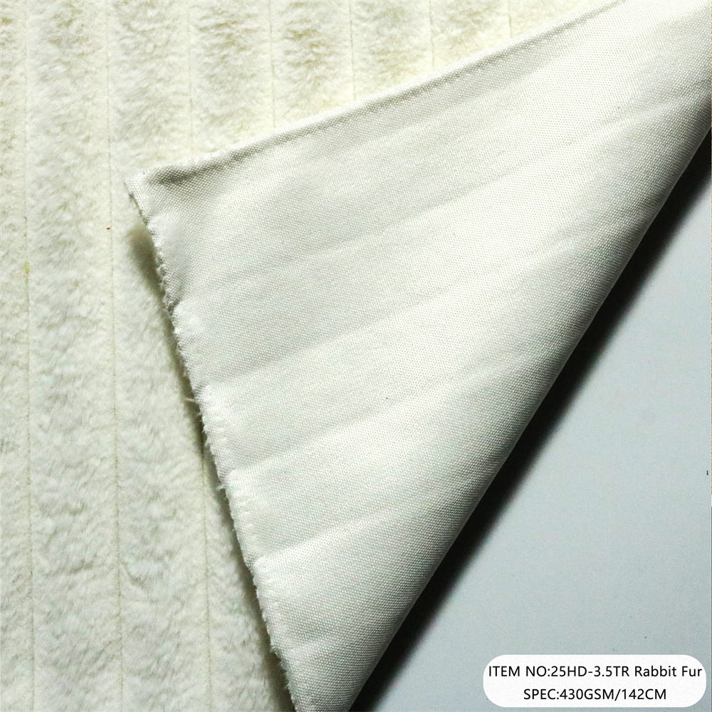 25HD-3.5TR Rabbit Fur Solid Corduroy Velour Sofa Upholstery Fabric Anti-Static FR