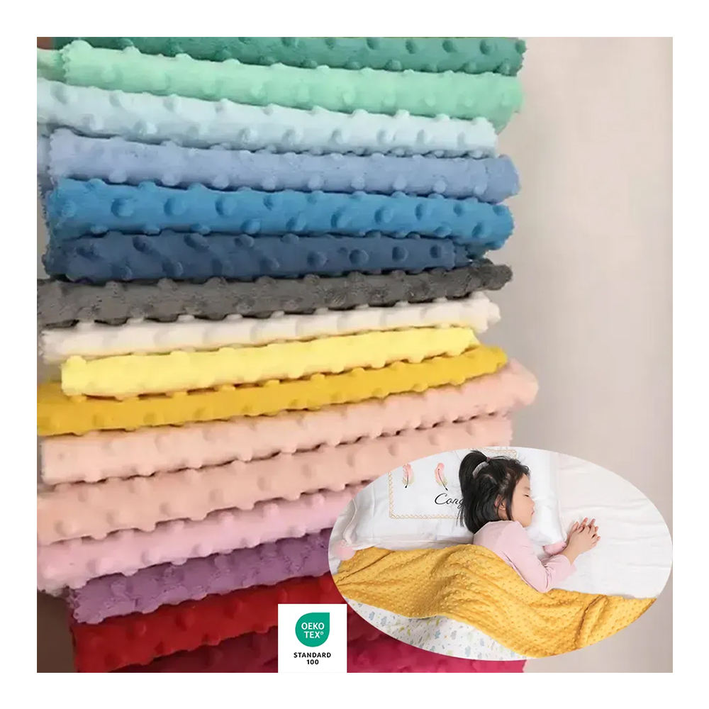 Minky Dot Embossed Fleece Fabric Baby Blanket Bedding Home Textile
