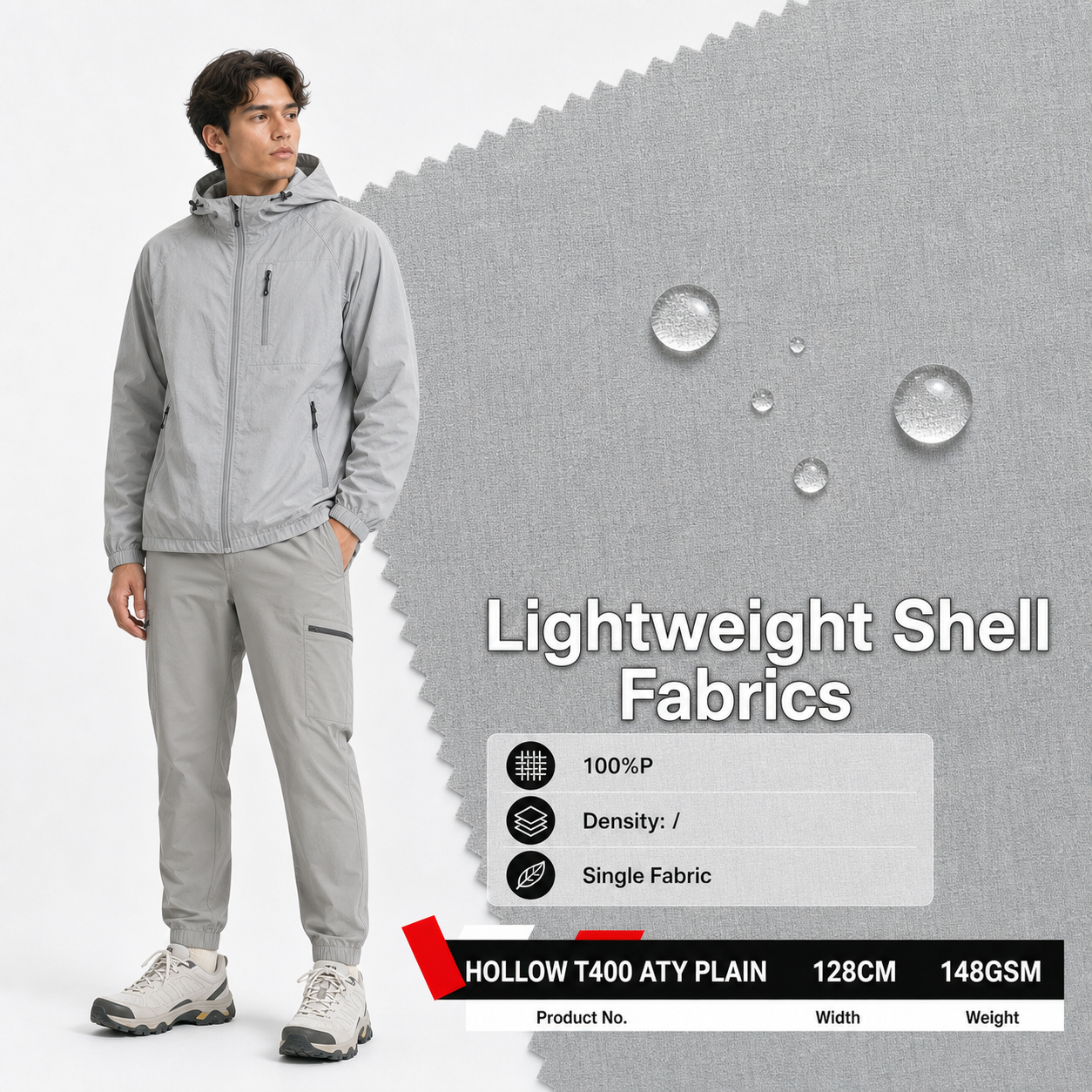 Hollow T400 Air-Textured Shell Fabric | 360gsm Sun Protection Knitted