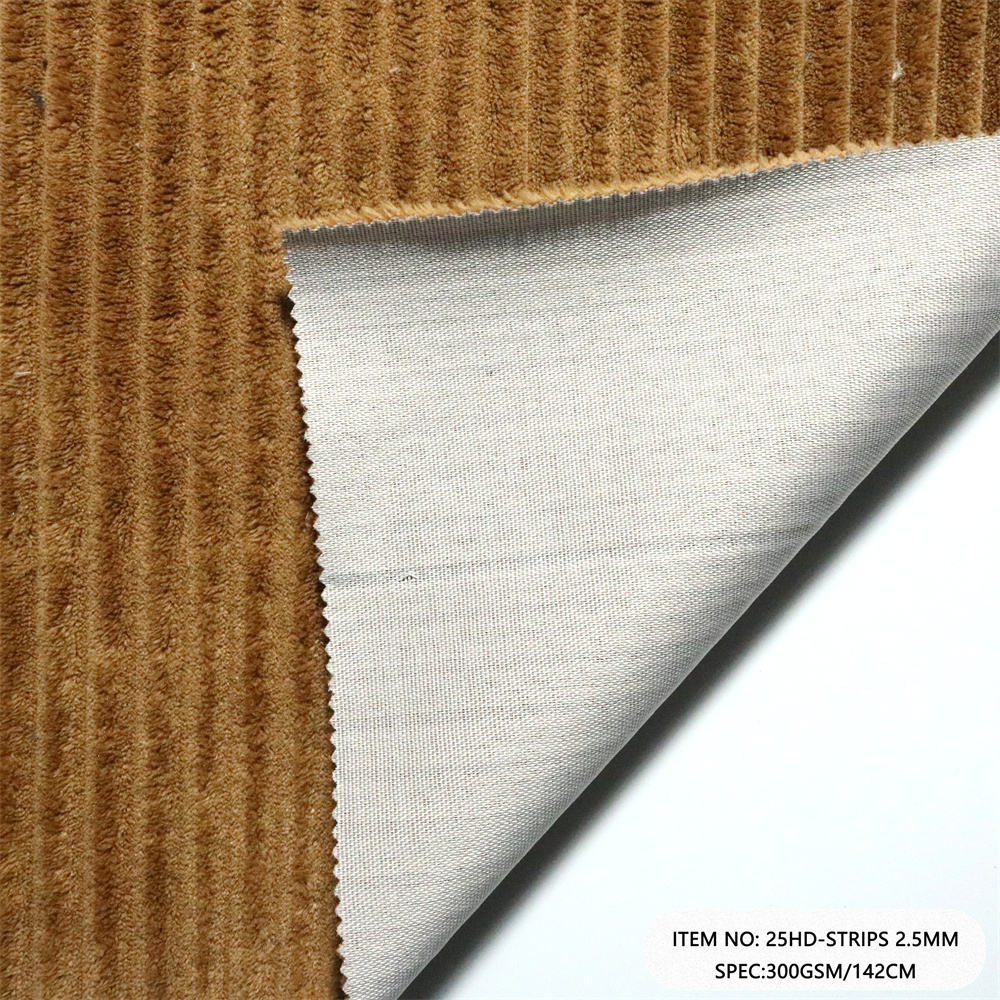 25HD-STRIPS 2.5MM 2.5 Wale Corduroy Warp Suede Upholstery Fabric 260gsm
