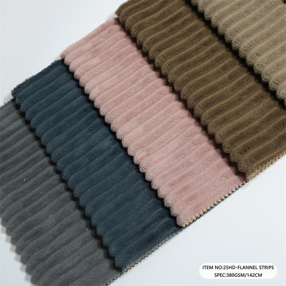 25HD-FLANNEL STRIPS Corduroy Stripe Velvet Sofa Upholstery Fabric 400gsm