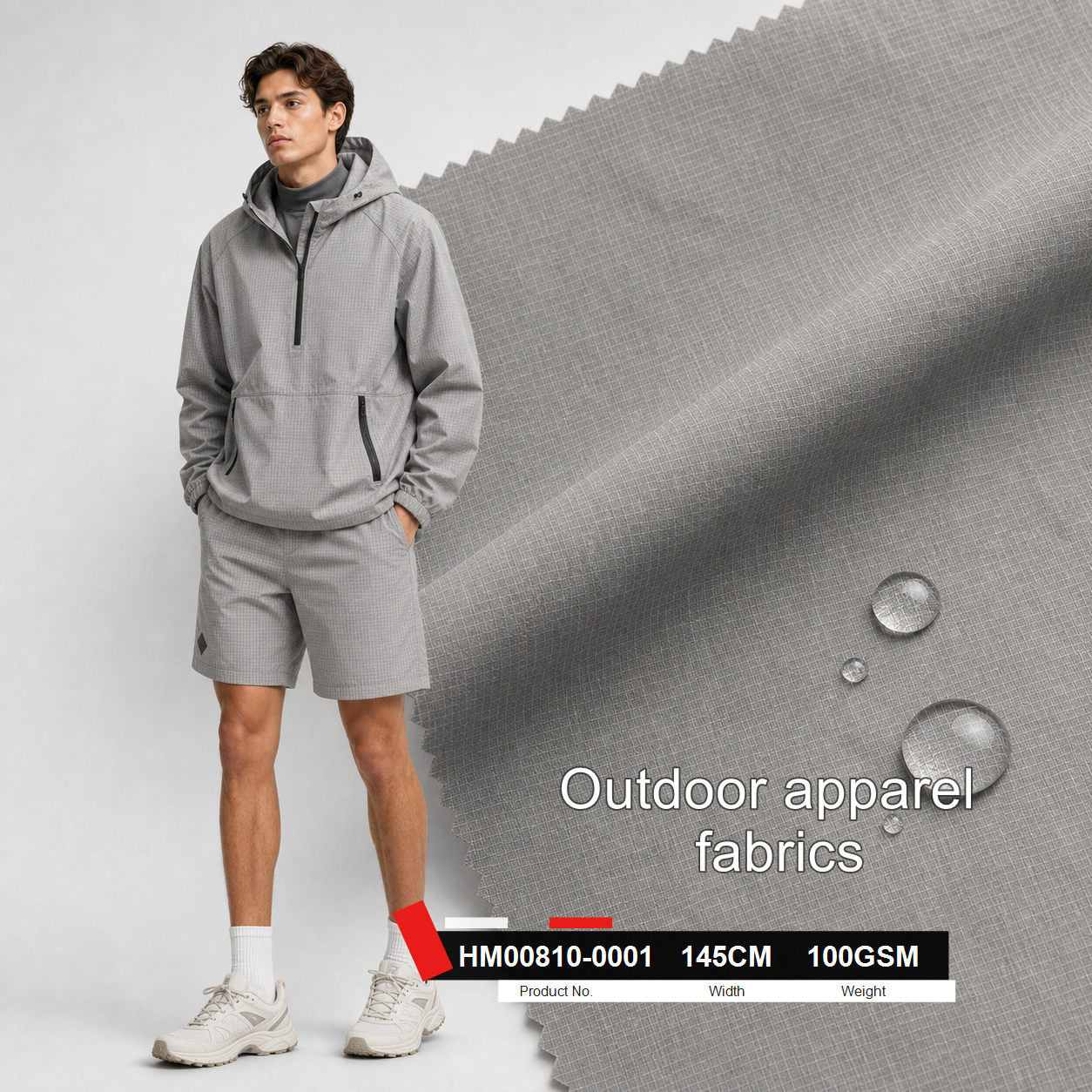 HM00810-0001 Windbreaker Velour Fabric | 360gsm Water Repellent