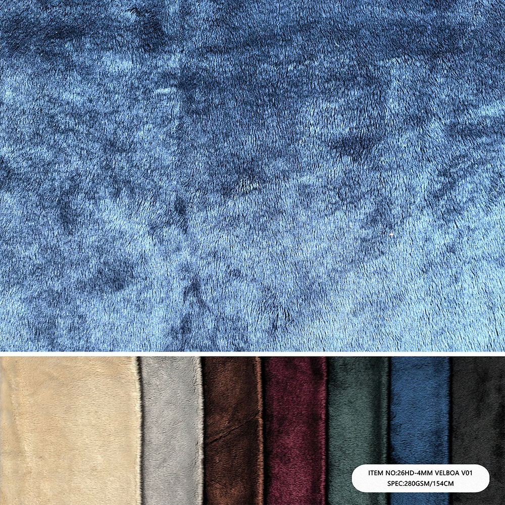 6HD-4MM VELBOA V01  Short Pile Velboa Warp Suede Sofa Upholstery Fabric 260gsm