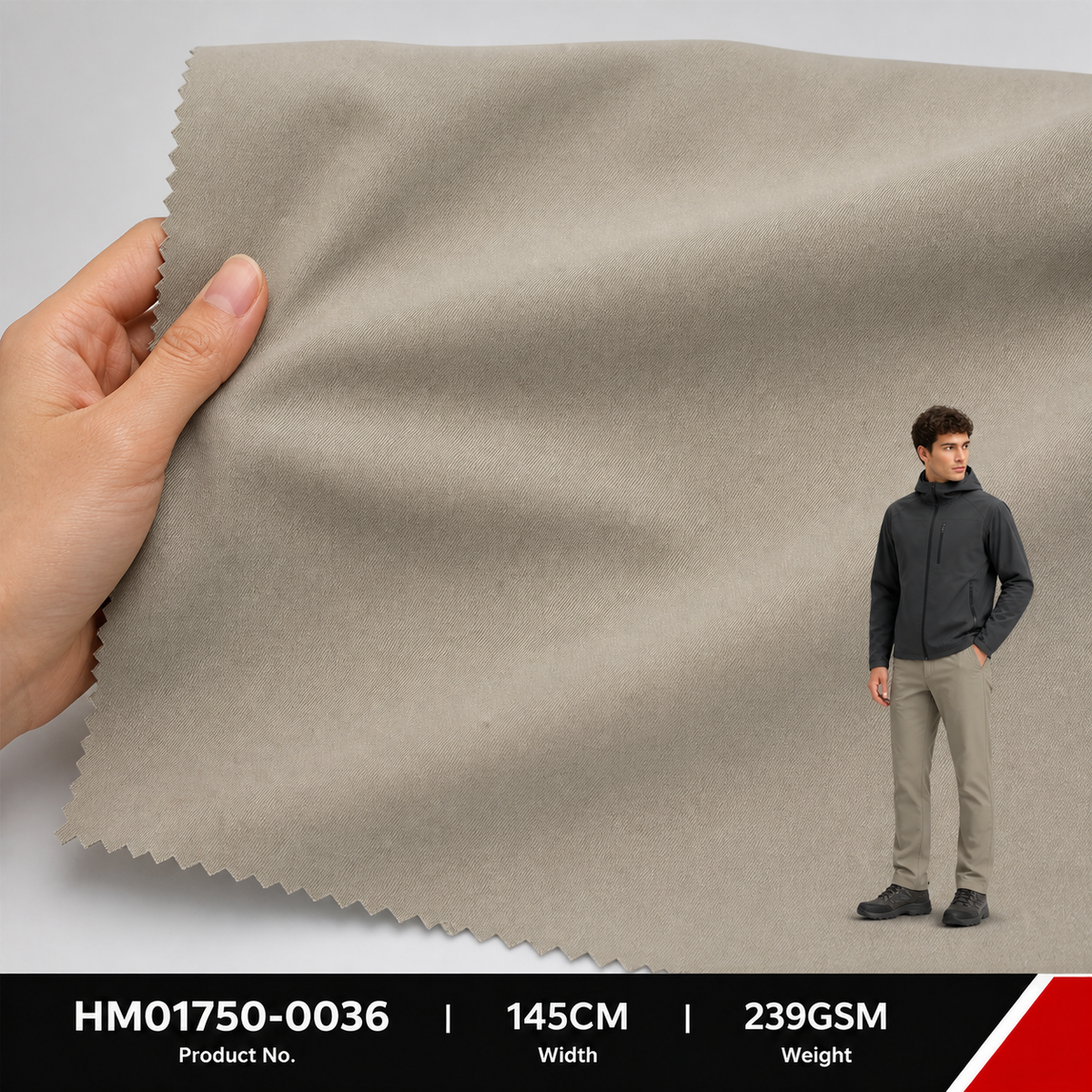 HM01750 0036 60 Percent Sorona 40 Percent Polyester 239GSM 145CM Bio Based Soft Stretch Teflon Triple Protection Outdoor Fabric