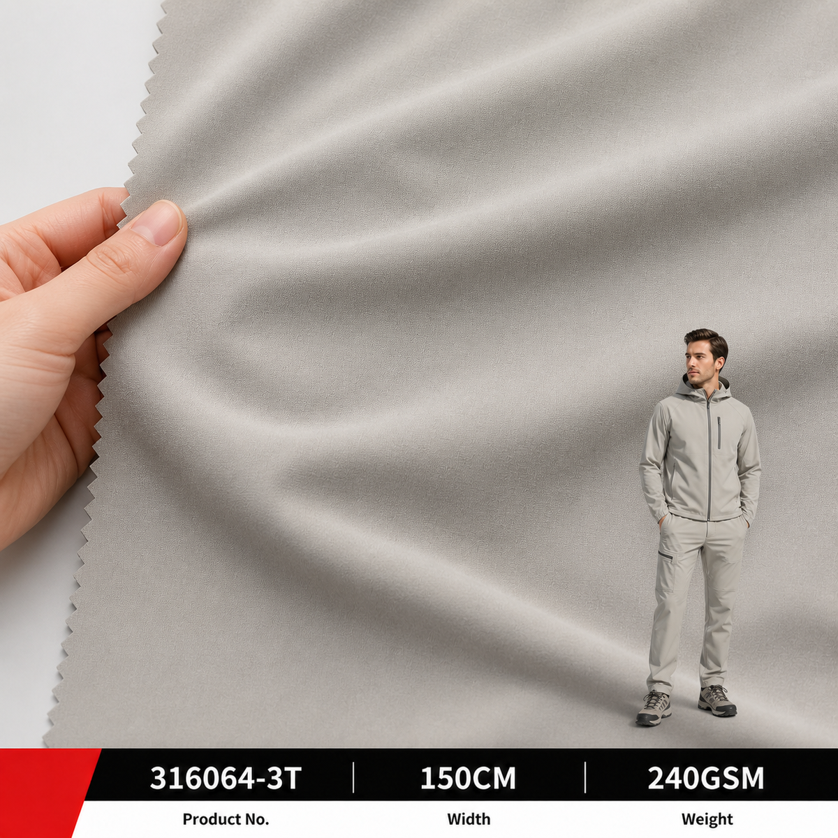 316064 3T 100 Percent Polyester 240GSM 150CM 380 by 114 Density Heavy Weight for Trousers Production Wholesale Apparel Fabric