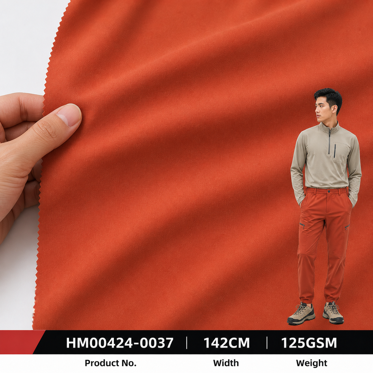HM00424 0037 Polyester Spandex 125GSM 142CM 75D High Filament Soft Breathable Four Way Stretch Quick Dry Apparel Fabric