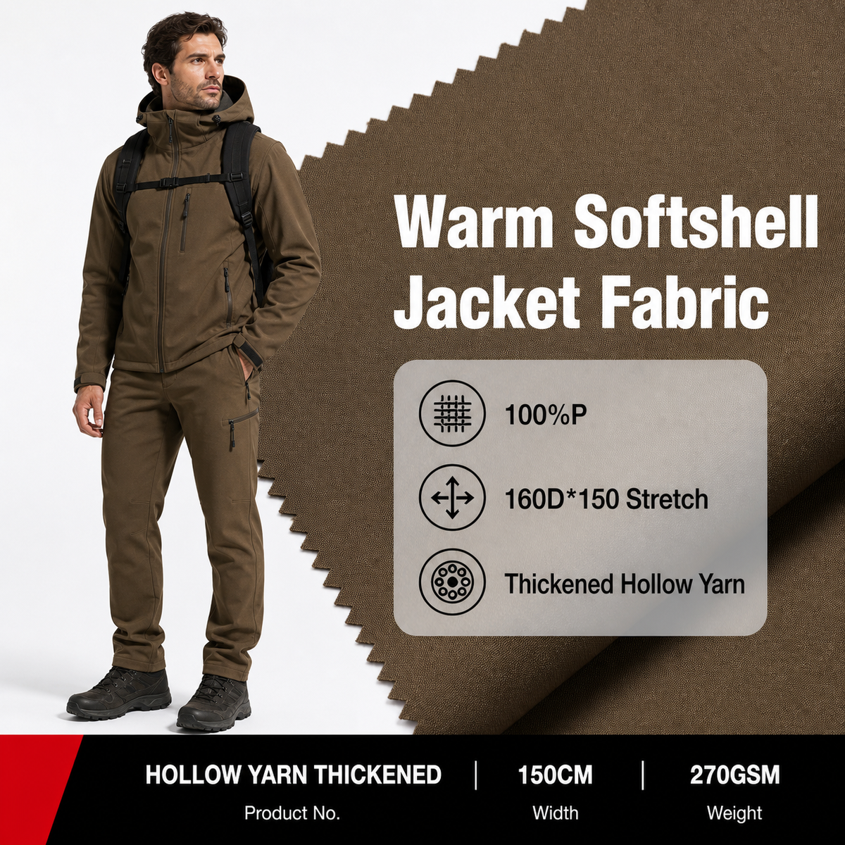 160D by 150D Hollow Yarn Stretch Apparel Fabric 275GSM