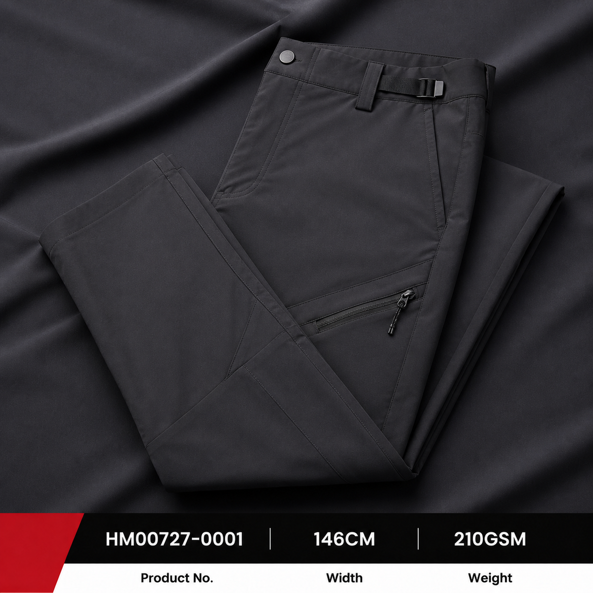 HM00727 0001 92 Percent Nylon 8 Percent Spandex 210GSM 146CM 280D Twisted Stretch C8 Water Repellent Golf Trouser Fabric