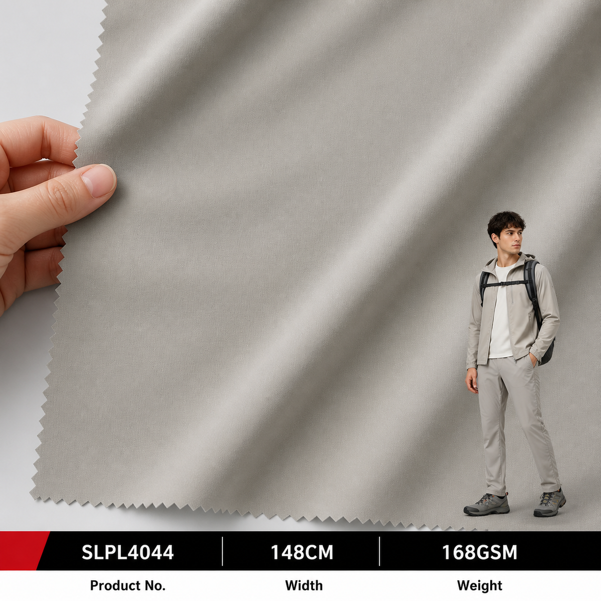 SLPL4044 50D Twisted Four Way Stretch 100 Percent Polyester 168GSM 148CM Floating Yarn Texture for Trousers Apparel Fabric
