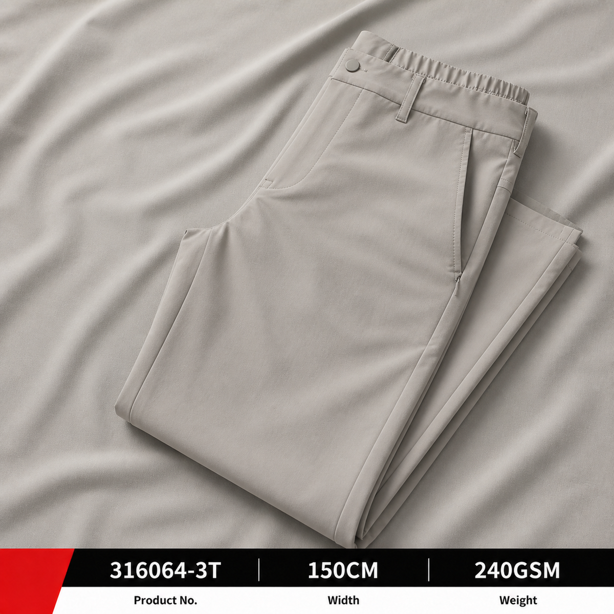 316064 3T 100 Percent Polyester 240GSM 150CM 380 by 114 Density Heavy Weight for Trousers Production Wholesale Apparel Fabric