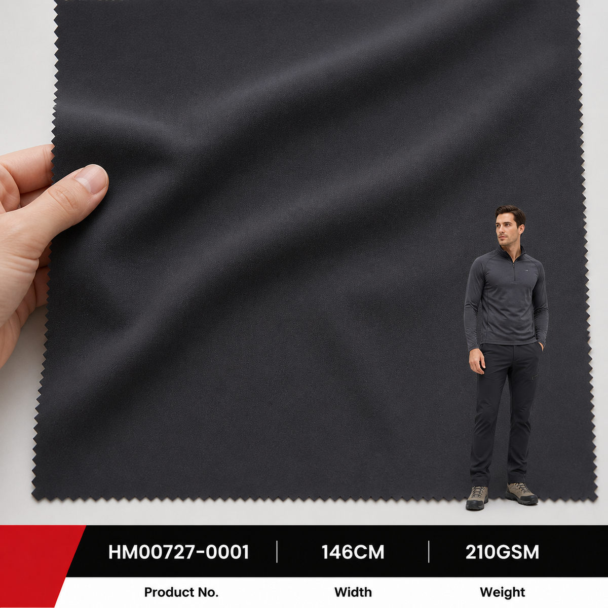 HM00727 0001 92 Percent Nylon 8 Percent Spandex 210GSM 146CM 280D Twisted Stretch C8 Water Repellent Golf Trouser Fabric