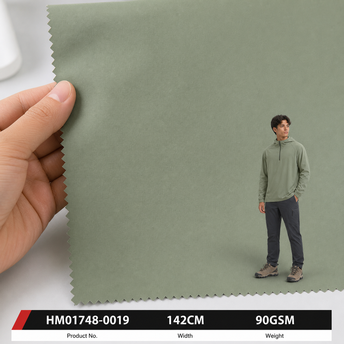 HM01748 0019 90 Percent Nylon 10 Percent Spandex 90GSM 142CM Seaweed Cooling Breathable Soft Four Way Stretch Apparel Fabric