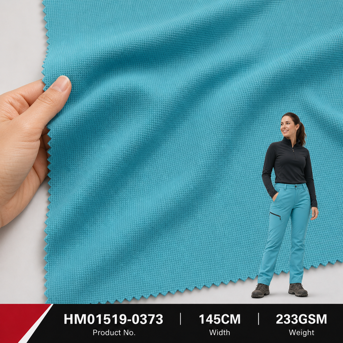 HM01519 0373 85 Percent Polyester 15 Percent Spandex 233GSM 145CM Jacquard Brushed C0 Water Repellent Stretch Outdoor Fabric