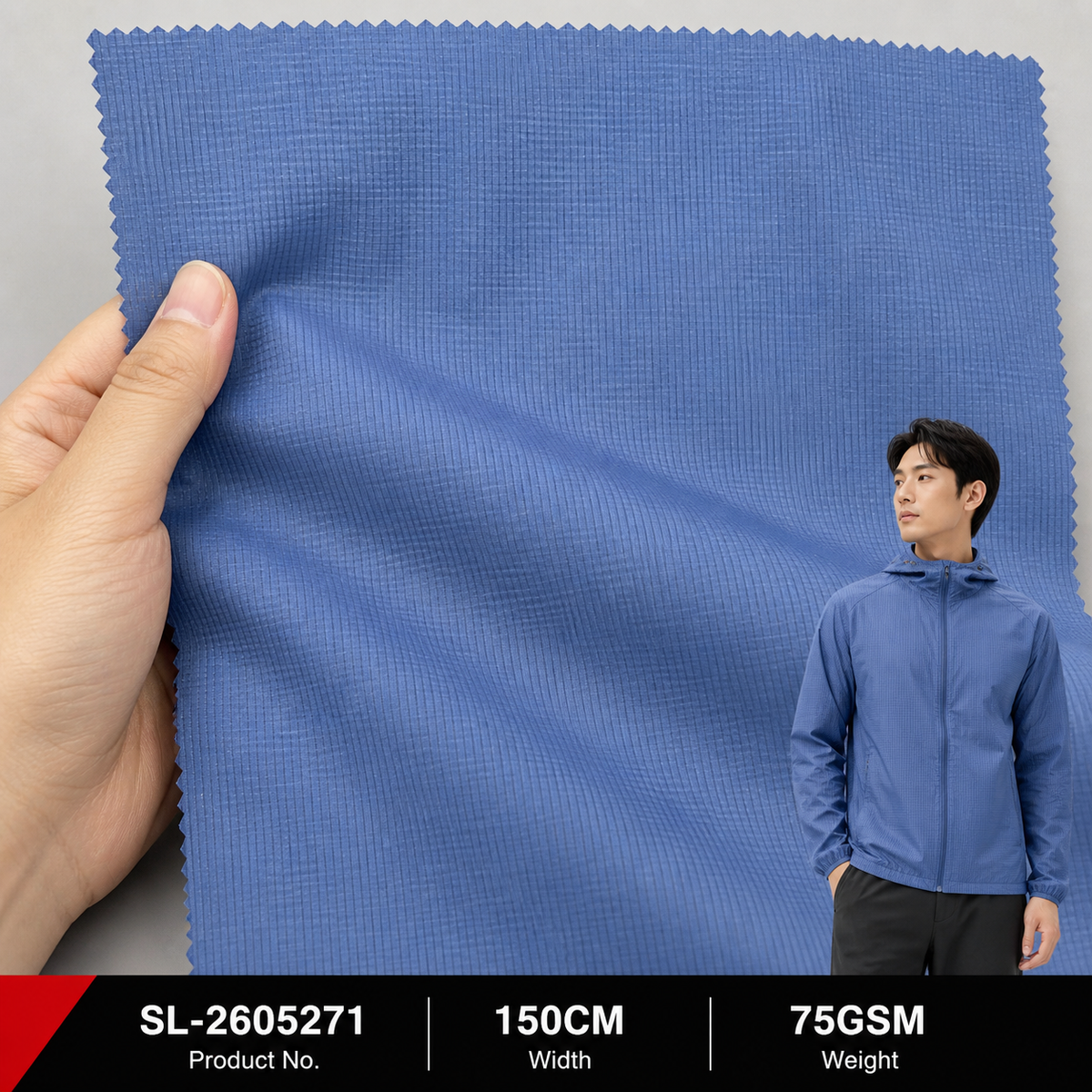 SL 2605271 75D Weft T8 Fine Grid 100 Percent Polyester 75GSM 150CM Lightweight Garment Production Wholesale Apparel Fabric