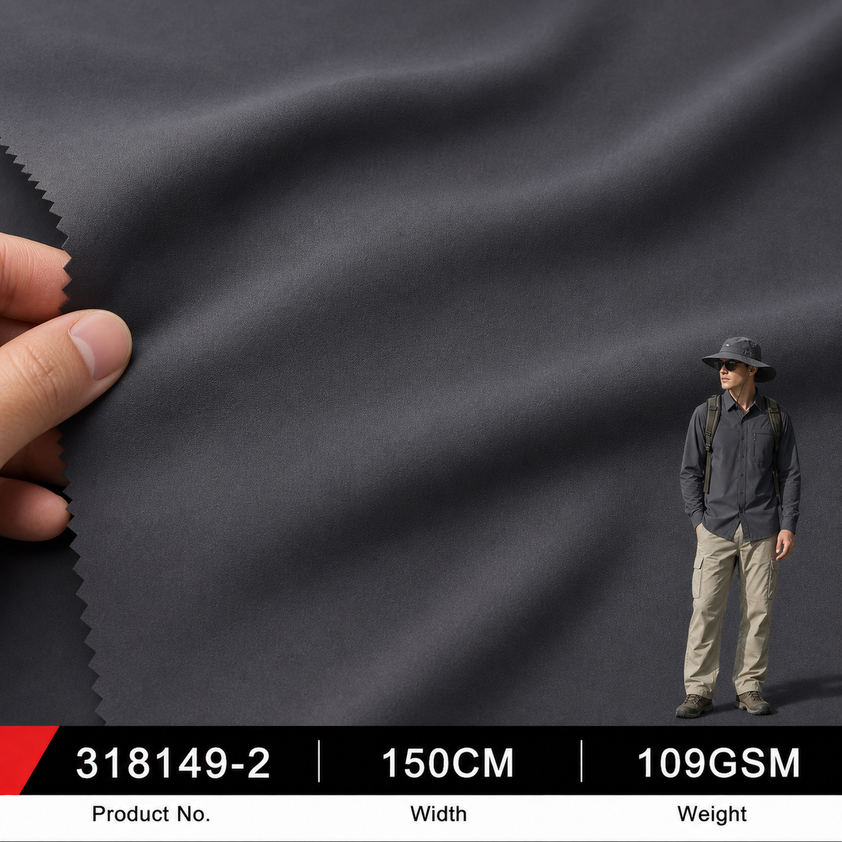 318149 2 Documented 39 Percent Sorona Content 109GSM 150CM 188 by 106 Density Lightweight Garment Sampling Apparel Fabric