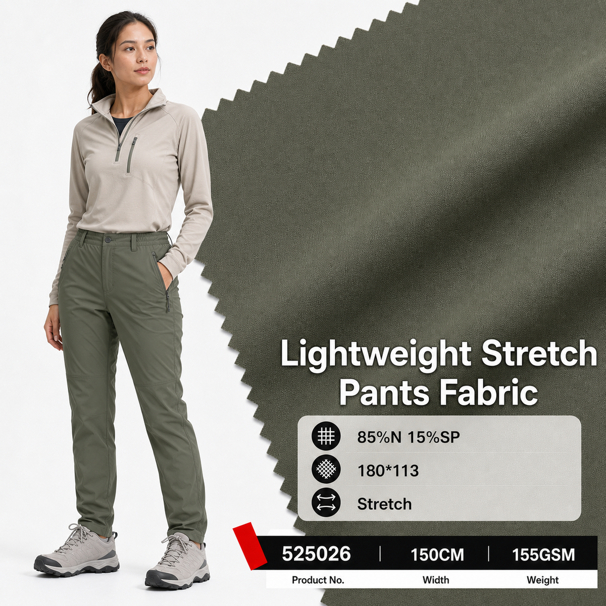 325102 100 Percent Polyester 103GSM 150CM 185 by 91 Density Lightweight Garment Sampling Bulk Production Apparel Fabric
