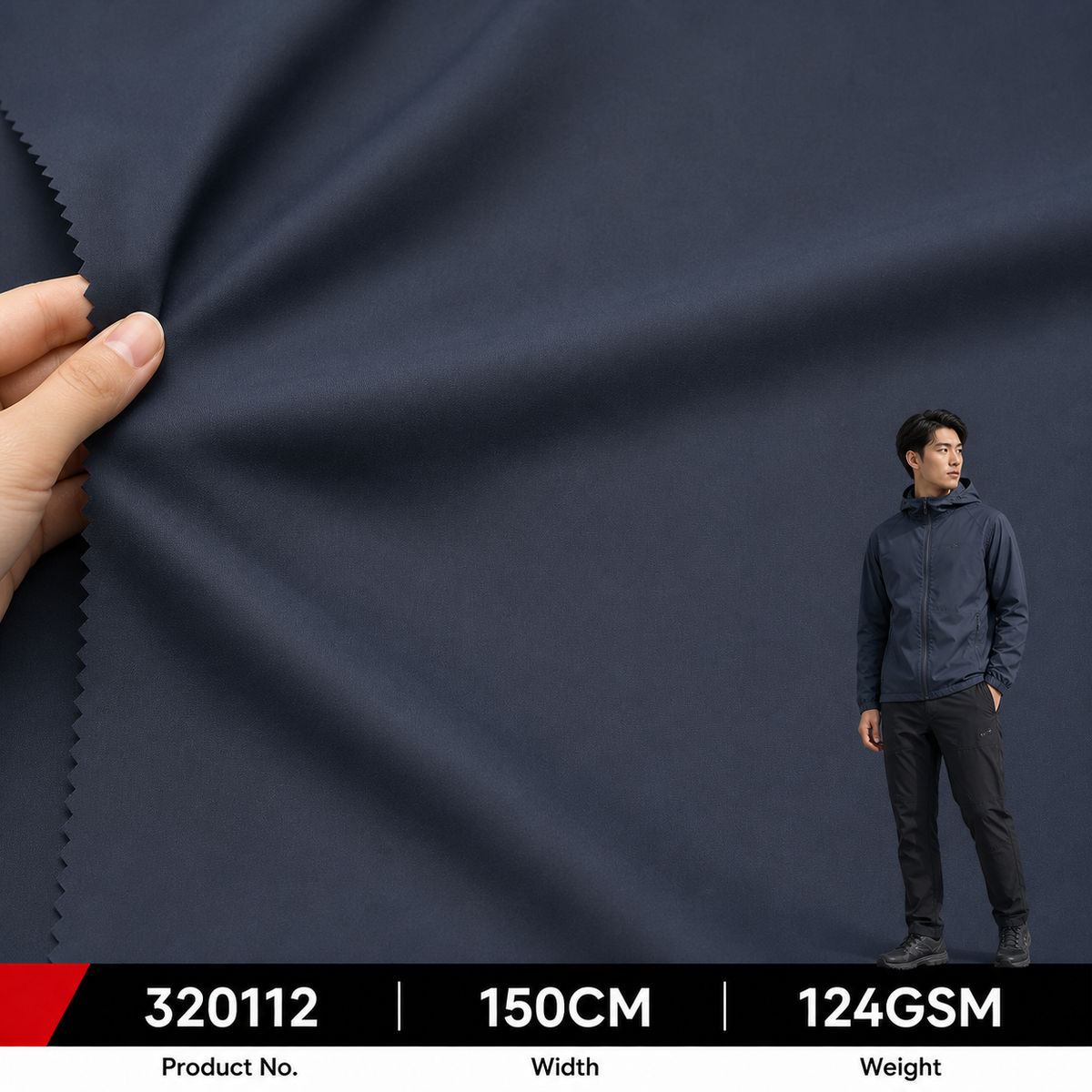 320112 100 Percent Polyester 124GSM 150CM 203 by 127 Density Lightweight Fashion Garment Production Wholesale Apparel Fabric