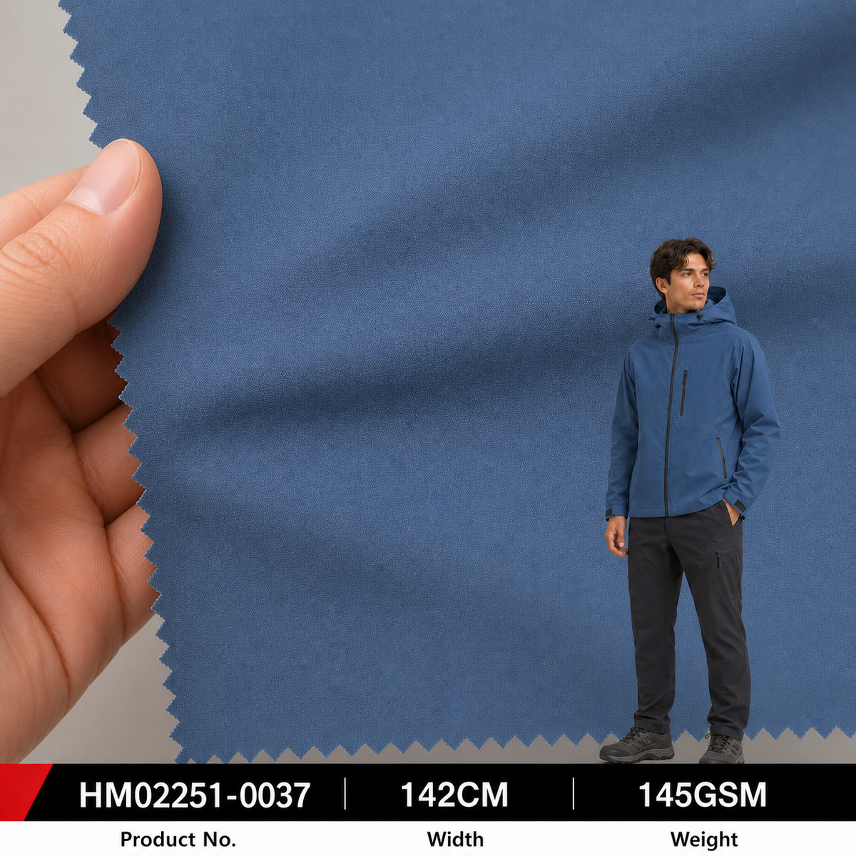 HM02251 0037 Nylon Spandex 145GSM 142CM Matte Twisted Diamond Texture Four Way Stretch Moisture Wicking Quick Dry Outdoor Fabric